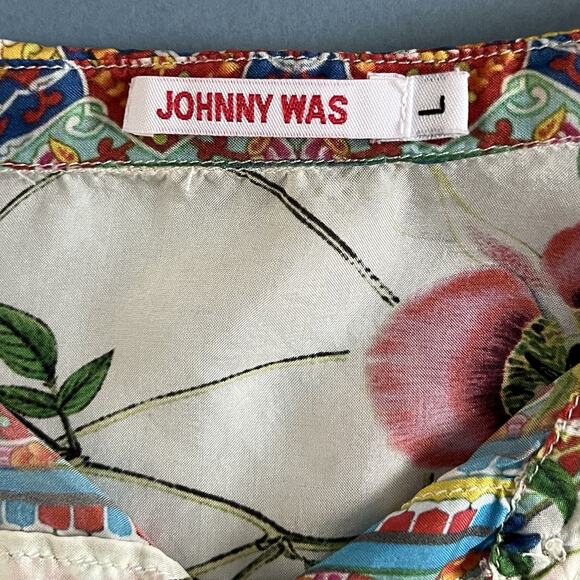 Johnny Was Jaffa Silk Floral Button Down Tunic Blouse - Picture 7 of 8